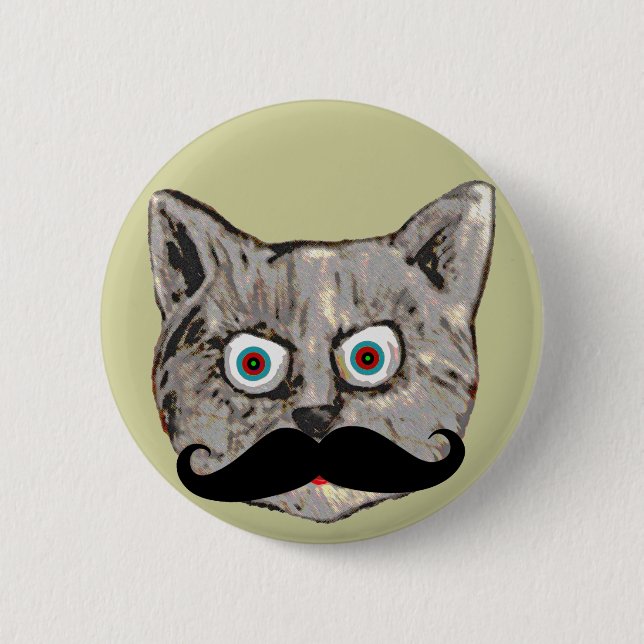 cat's moustache 6 cm round badge (Front)