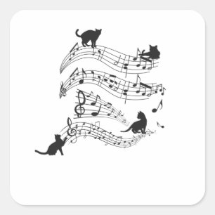 Cats Music Score Musical Notes Kitten Funny Square Sticker