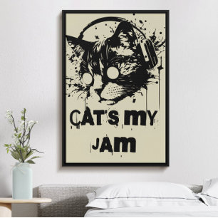 Cat's my jam, funny trendy cool music cat poster