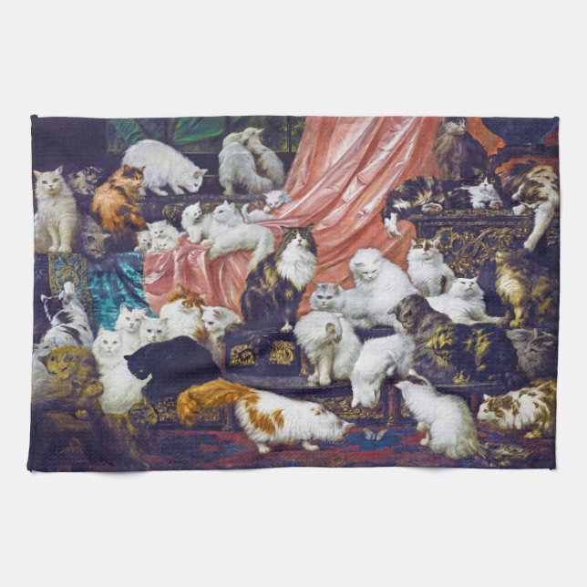 Cats (My Wife's Lovers), Carl Kahler Tea Towel (Horizontal)