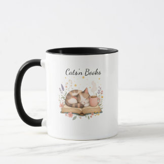 Cats 'n Books Cosy Sleeping Cat Bookish Mug