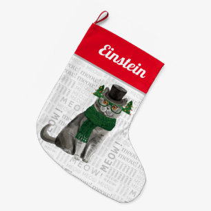 Cat's Name British Shorthair Cat Christmas Large Christmas Stocking