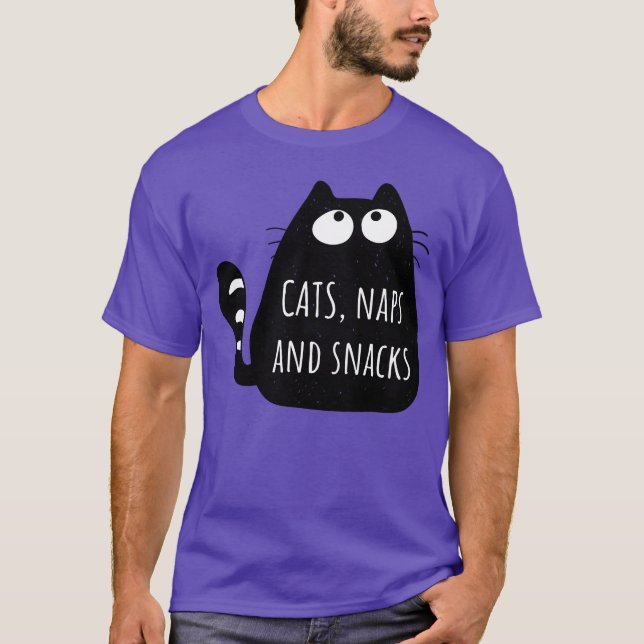 Cats Naps and Snacks retro T-Shirt (Front)