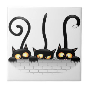 Cats Naughty, Playful and Funny Characters Ceramic Tile