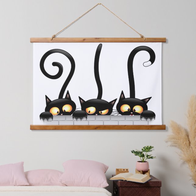 Cats Naughty, Playful and Funny Characters Hanging Tapestry (Bedroom)