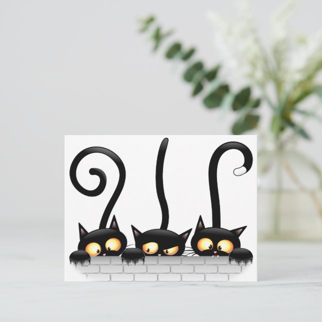 Cats Naughty, Playful and Funny Characters Holiday Postcard (Standing Front)