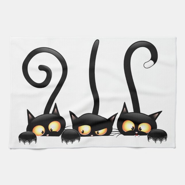 Cats Naughty, Playful and Funny Characters Tea Towel (Horizontal)