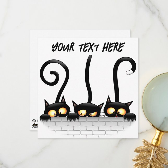 Cats Naughty, Playful and Funny Characters Thank You Card (Front/Back In Situ)