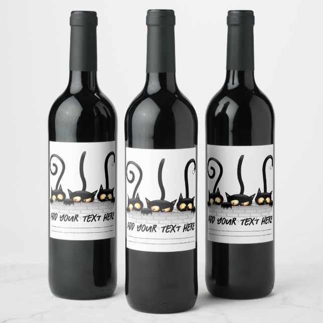 Cats Naughty, Playful and Funny Characters Wine Label (Bottles)