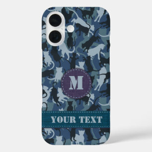 Cats Navy Camouflage iPhone 16 Case
