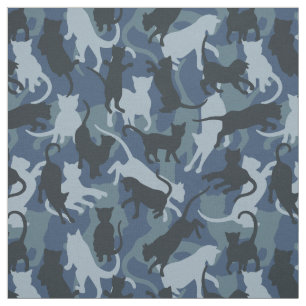 Cats Navy Camouflage Fabric