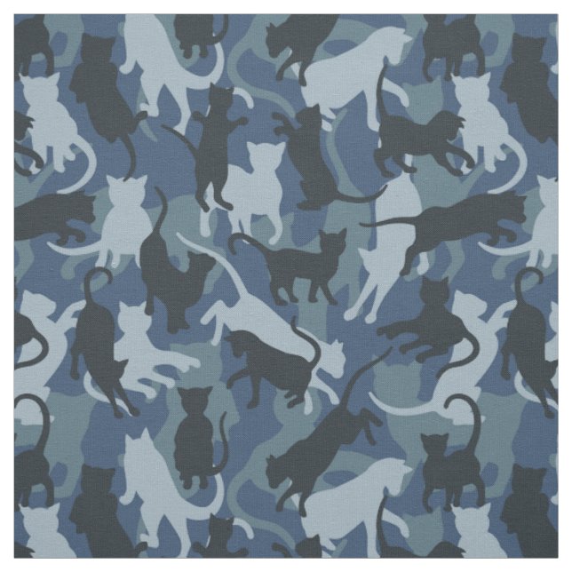 Cats Navy Camouflage Fabric (Swatch)