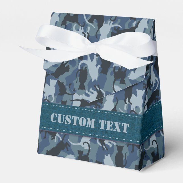 Cats Navy Camouflage Favour Box (Front Side)