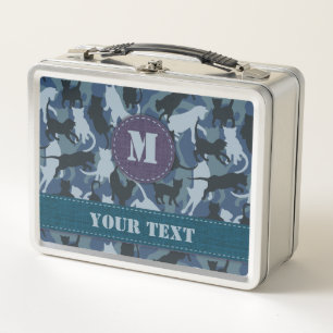 Cats Navy Camouflage Metal Lunch Box
