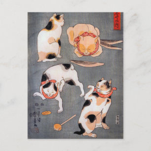 Cats (Neko) in Different Poses Utagawa Kuniyoshi Postcard