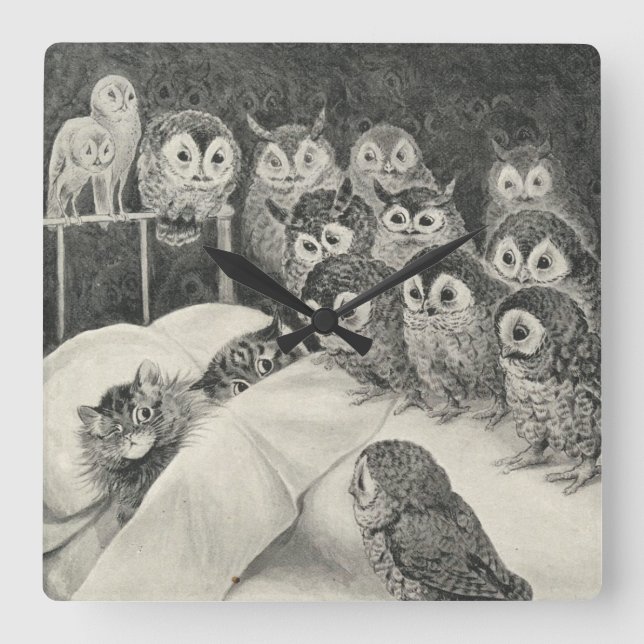 Cats Nightmare. Louis Wain Square Wall Clock (Front)