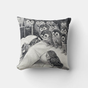 Cats Nightmare Owl Bird, Louis Wain Cushion