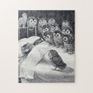 Cats Nightmare Owl Bird, Louis Wain Jigsaw Puzzle