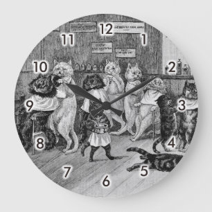 Cats of Barber, Louis Wain Large Clock