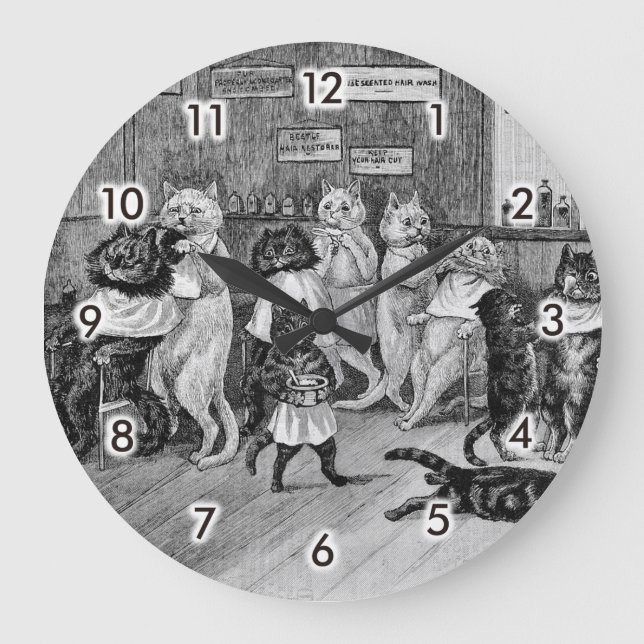 Cats of Barber, Louis Wain Large Clock (Front)