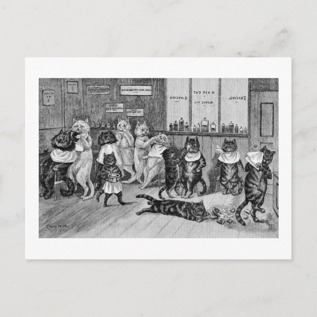 Cats of Barber, Louis Wain Postcard (Front)