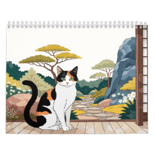 Cats of Japan Through the Seasons Watercolor Art Calendar