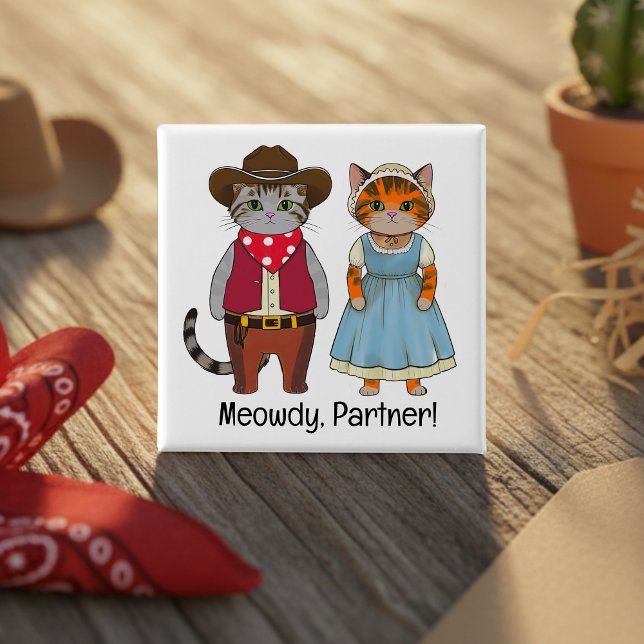 Cats of the wild west, historic western 15 cm square badge (Creator Uploaded)