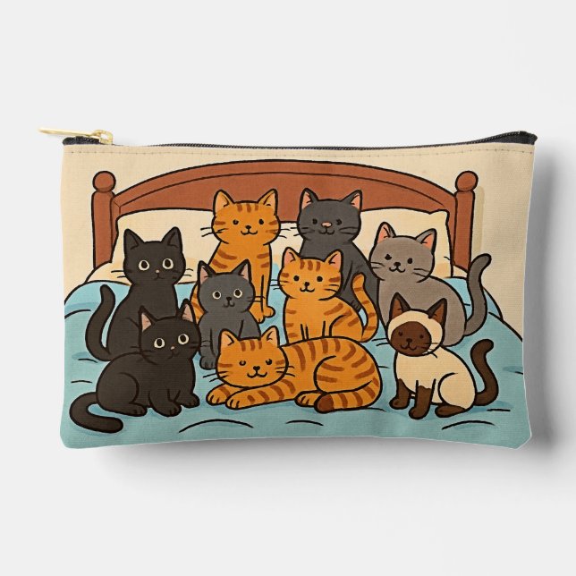Cats on a Bed Accessory Pouch (Front)