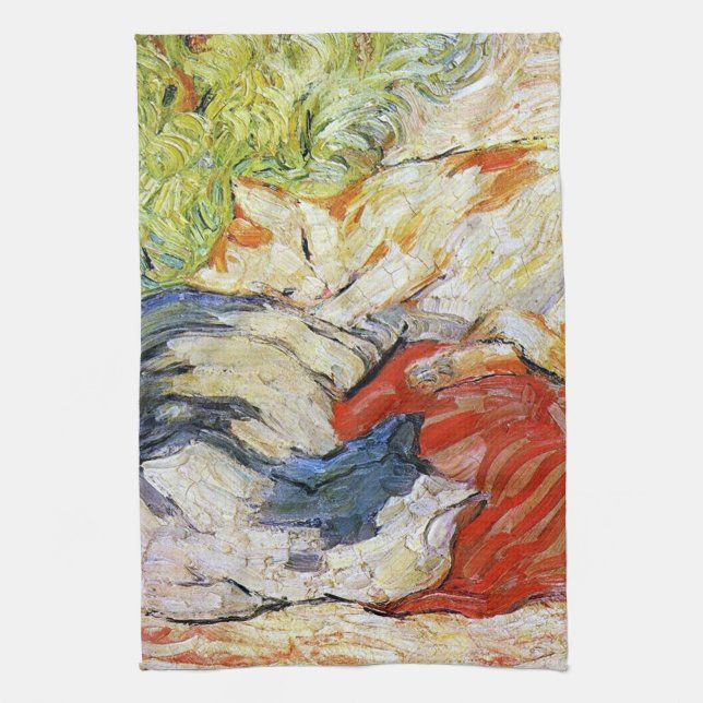 Cats on a Red Cloth, Franz Marc Tea Towel (Vertical)