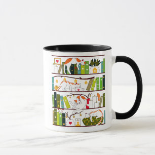 Cats On Bookshelf, Cat And Book Lover Gift Mug