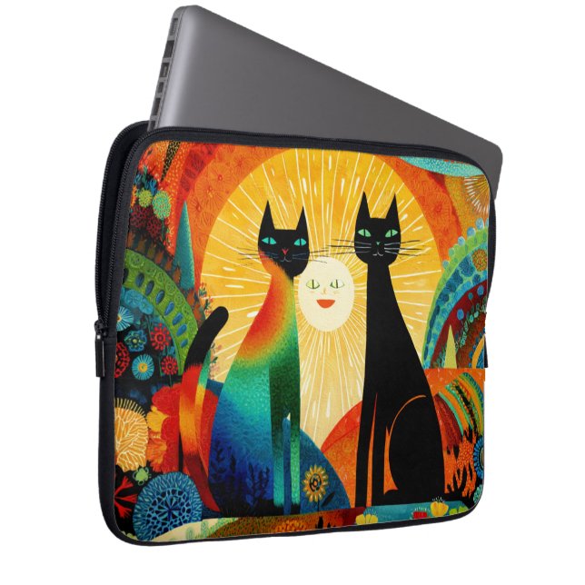 Cats on Colorful Background Laptop Sleeve (Front Right)