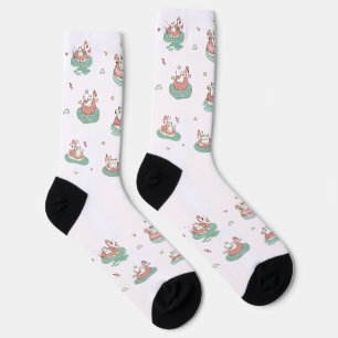Cats on Inflatable Rings Crew Socks