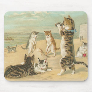 "Cats on the Beach " Vintage Mousepad