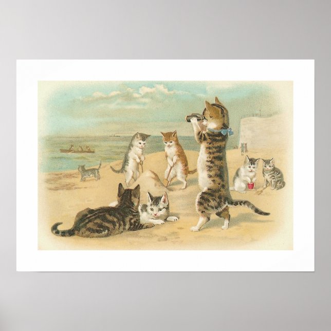 "Cats on the Beach " Vintage Poster (Front)