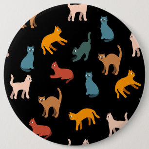 Cats on the black 6 cm round badge