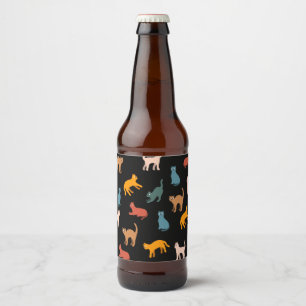 Cats on the black beer bottle label