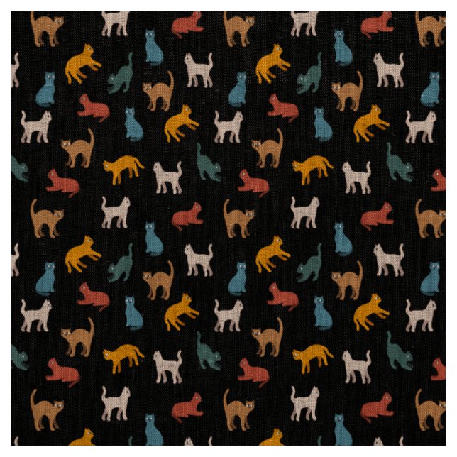 Cats on the black fabric (Swatch)