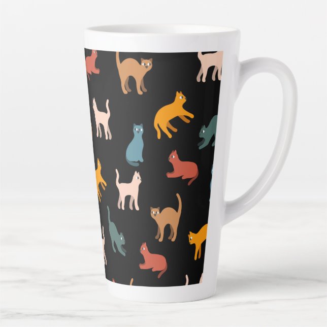 Cats on the black latte mug (Right)
