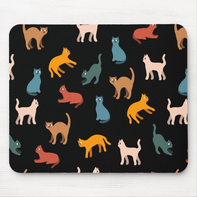 Cats on the black mouse pad (Front)