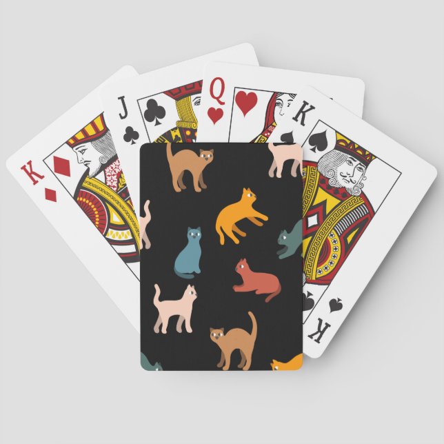 Cats on the black playing cards (Back)