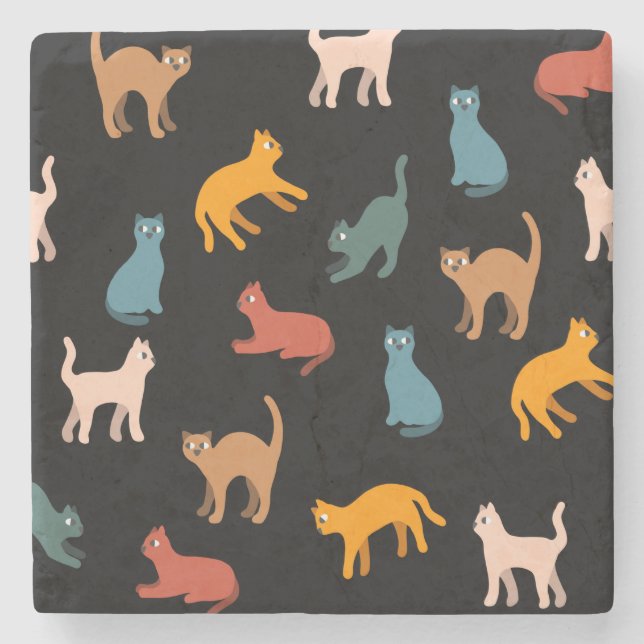 Cats on the black stone coaster (Front)
