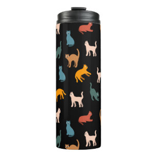 Cats on the black thermal tumbler