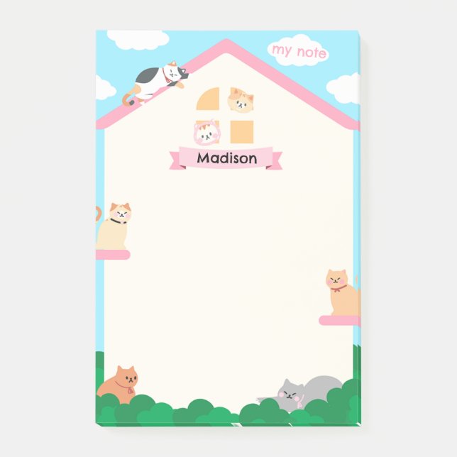 Cats on the house post-it notes (Front)