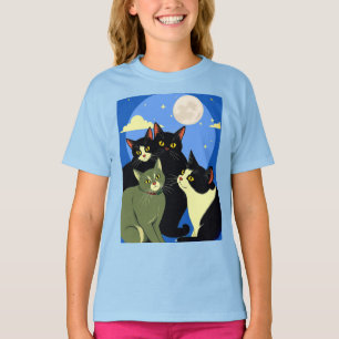 Cats on the Prowl Under the Full Moon  T-Shirt
