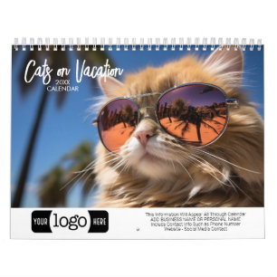 Cats on Vacation - Add Logo For Business Gift Calendar