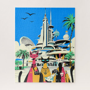 Cats on Vacation Visit the Future Jigsaw Puzzle