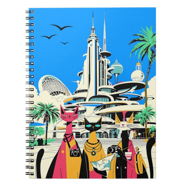 Cats on Vacation Visit the Future Notebook (Front)