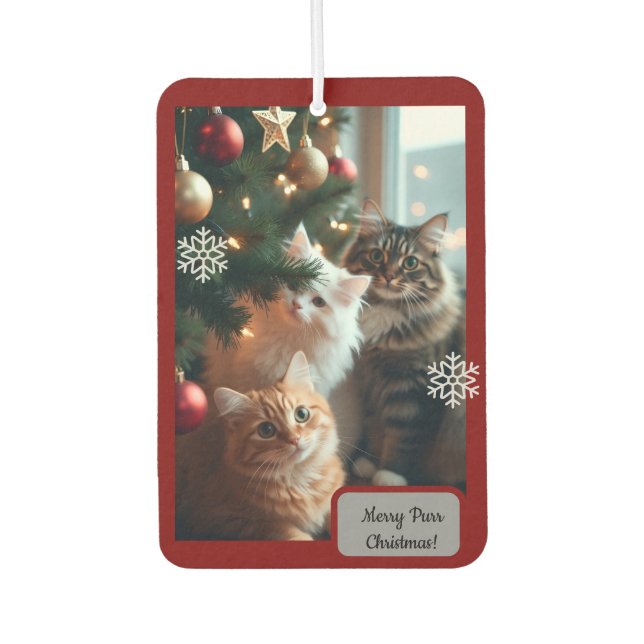 Cats Ornate Tree, Image Text, Customize,  Car Air Freshener (Front)