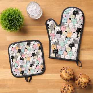 Cats Oven mitt and Pot holder Oven Mitt & Pot Holder Set