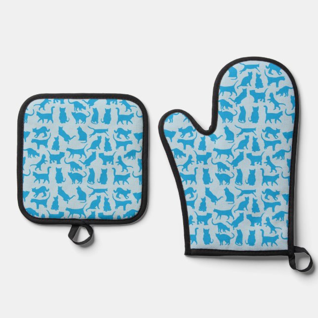 Cats Oven Mitt & Pot Holder Set (Front)